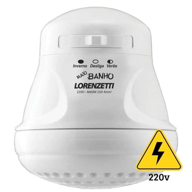 Chuveiro Ducha Maxi Banho Lorenzetti 220V 5500W Branca + Cano