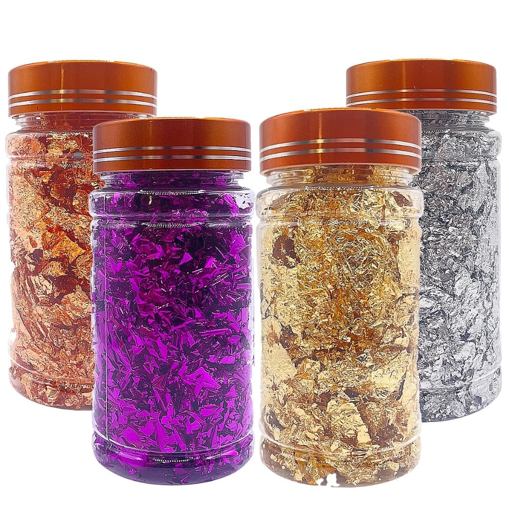 Folhas de Ouro em Pote Para Unhas Nail Designer Tips Gel