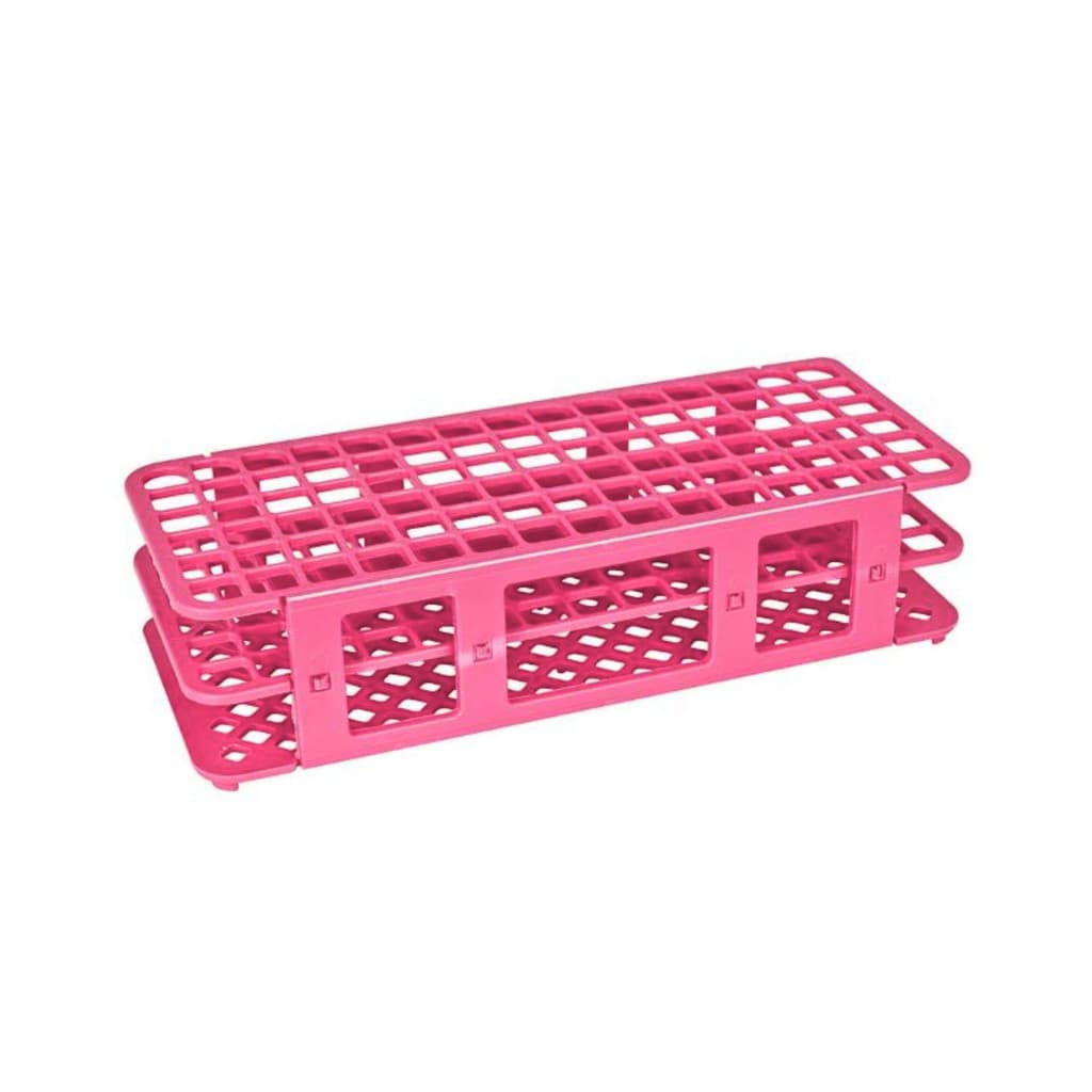 ESTANTE EM PP PARA 90 TUBOS DE ENSAIO ATÉ 13 mm ROSA 90 Lugares PP Suporte Laboratório Biologia Química
