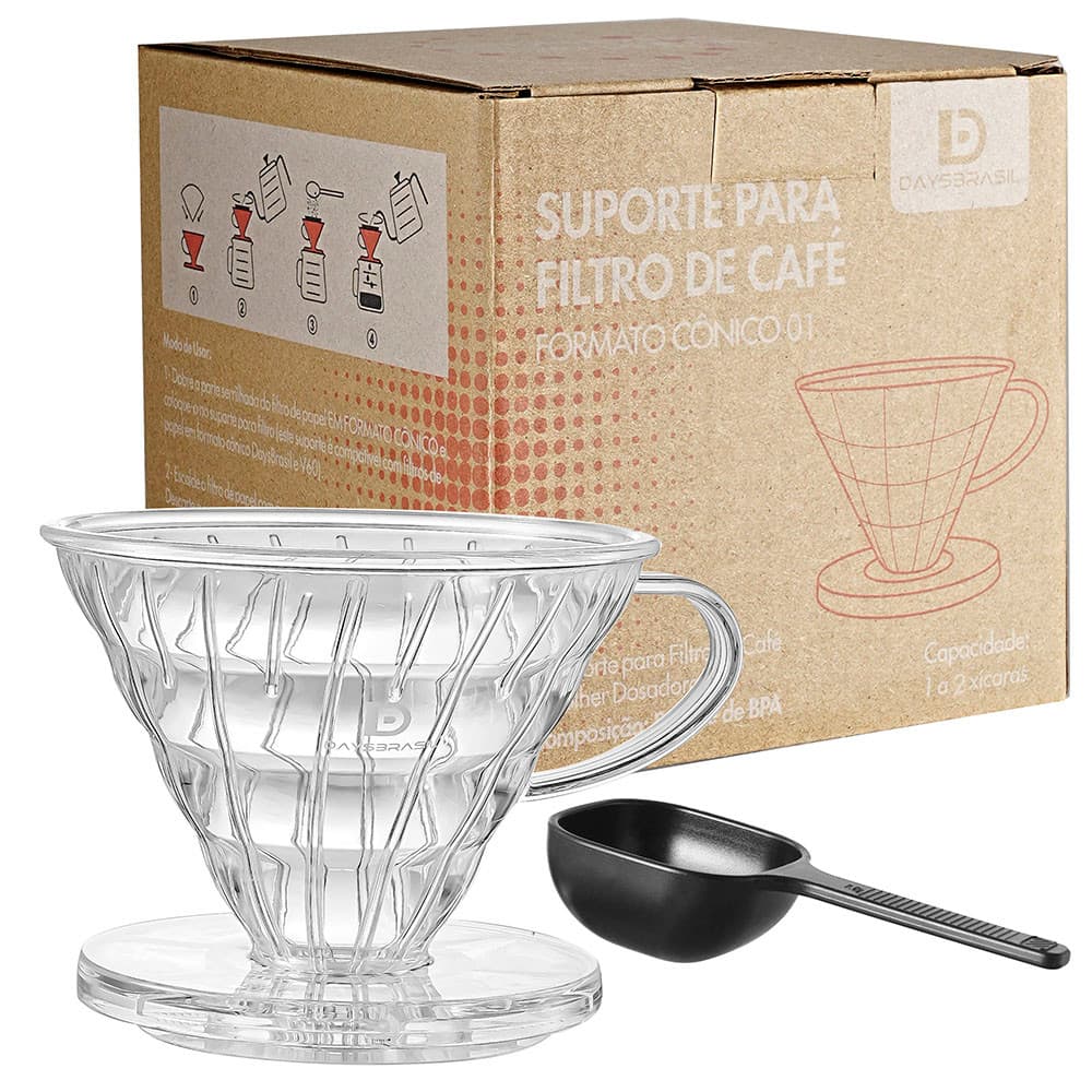 Suporte Coador Acrílico Transparente V60-01 - DaysBrasil