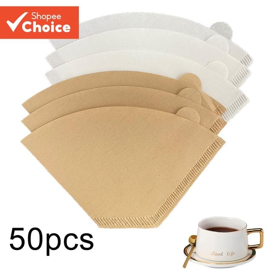 Filtro De Café Cônico De 50pcs 1-4 Xícaras De Papel Natural Descartável Para Derramar E Gotejar A Cafeteira