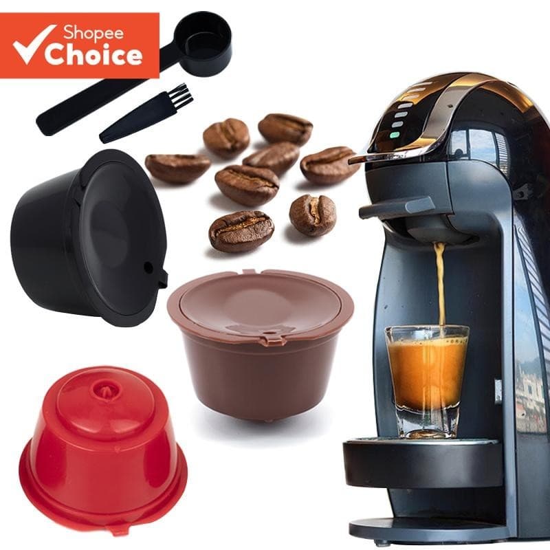 3 Pçs Apto Para Dolce Gusto Copo De Filtro De Café Filtros De Cápsula Reutilizáveis Nespresso Com Colher Escova