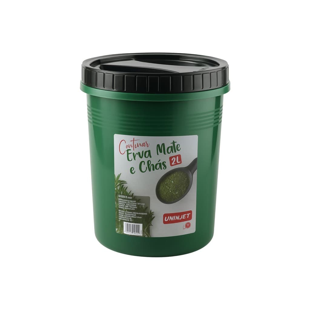 Pote Plástico Redondo 2L Verde com Rosca Armazene Chás e Erva-Mate com Segurança