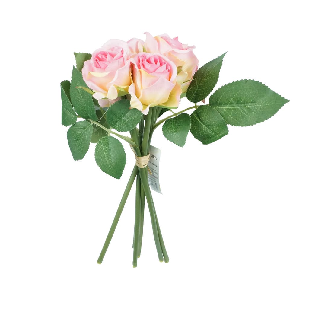 Ramalhete Artificial de Mini Rosas Rosa Claro c/5 Botões Decoração Festas