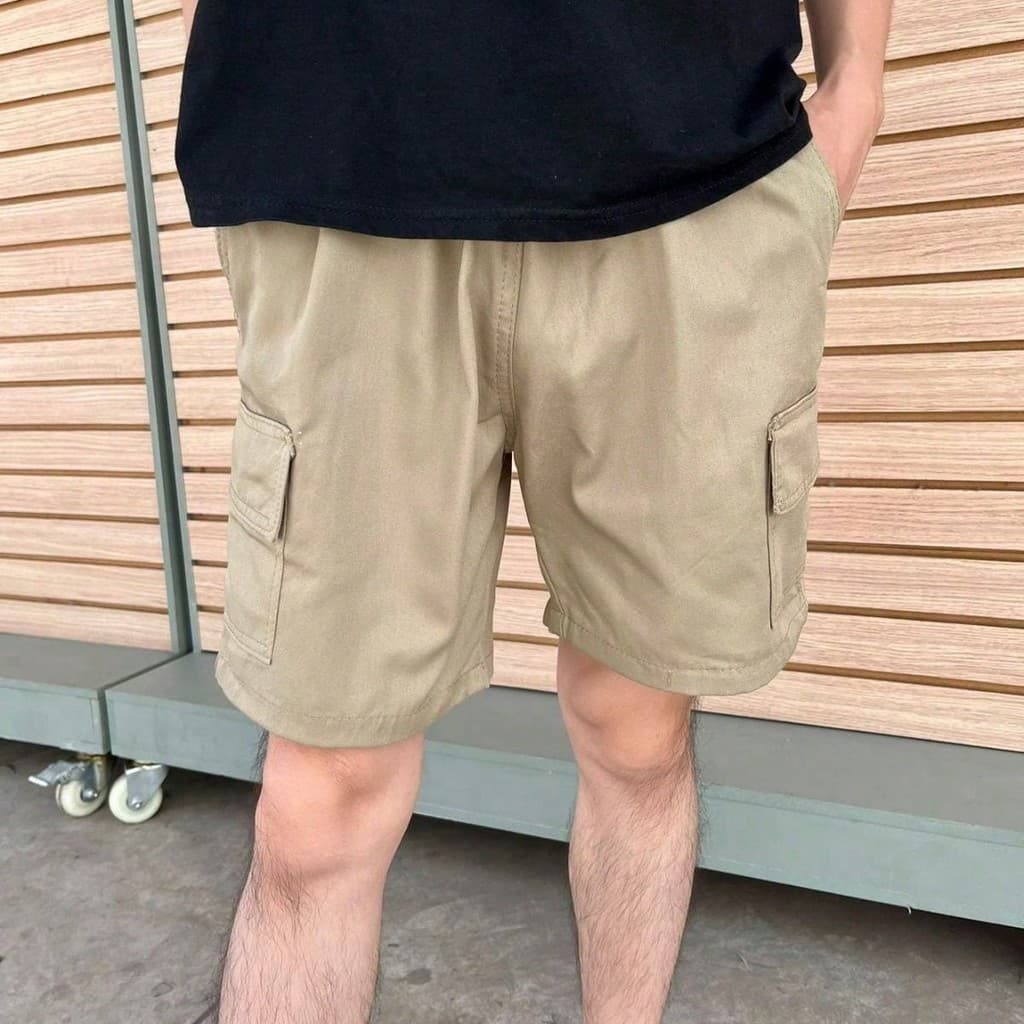 Shorts Cargo Curto Com Bolsos Laterais Masculina