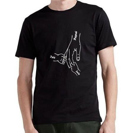 Camisa Estampada Camiseta Preta Dia Dos Pais Mãos Dadas Pai e Filho 100% Algodão - Envio Rapido