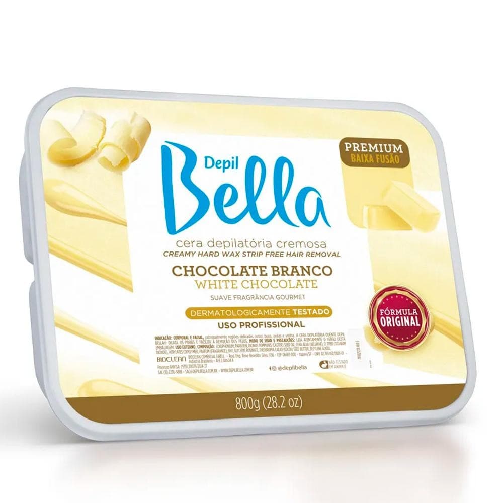 Depil Bella Cera Depilatória em Barra Cremosa Premium Baixa Fusão Chocolate Branco 800g