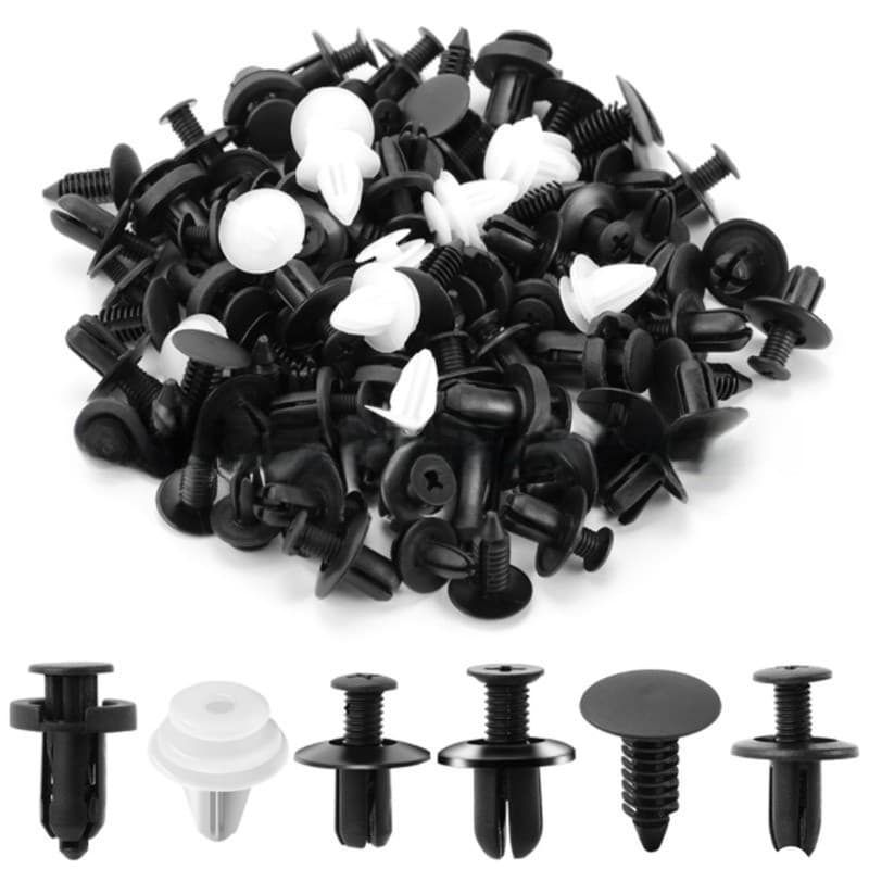 kit 100 Pçs Misto de Grampos e Presilhas Automotivas Universal 90% dos modelos de carros