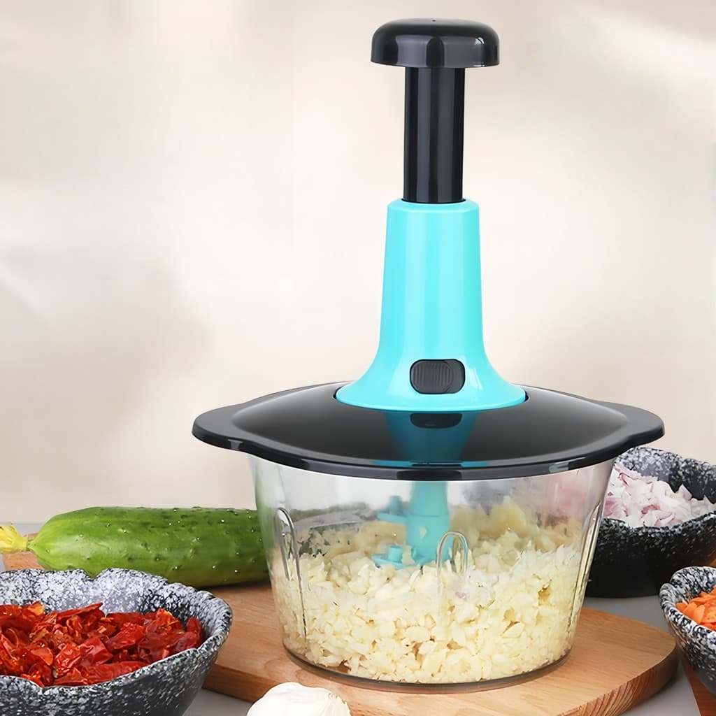 Mixer de Cozinha Manual 1.5L com Três Lâminas e Trava de Segurança