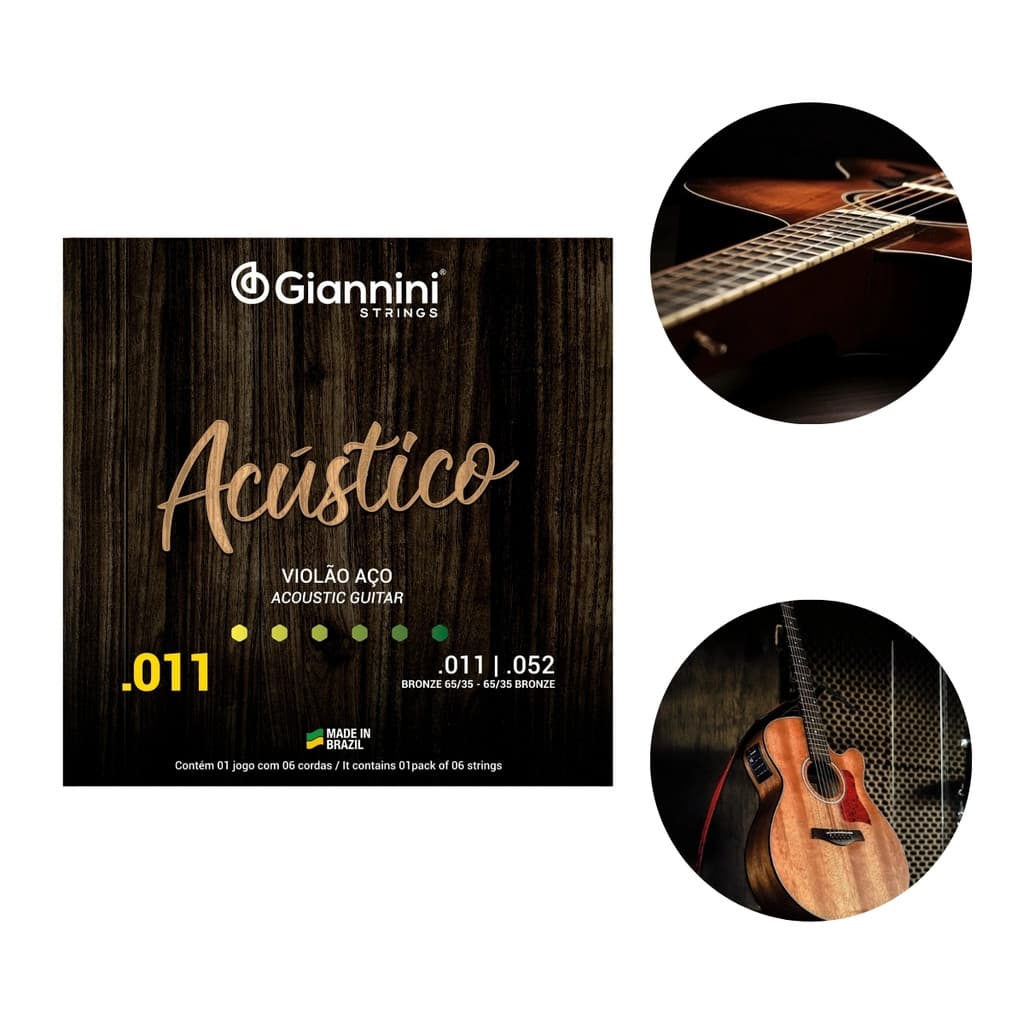 Encordoamento Giannini Violão Aço Acústico 0.11 Bronze