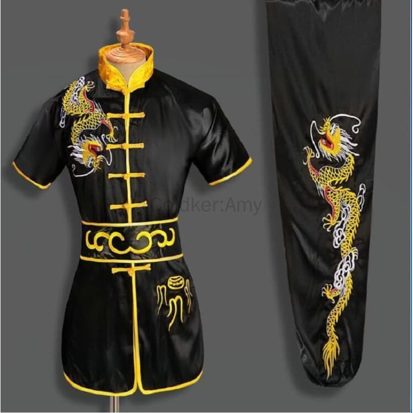 Conjunto De Roupas Tradicionais Chinesas Homens Mulheres Bordado Dragão Kung Fu Terno Tai chi Wushu Uniforme Esporte Ao