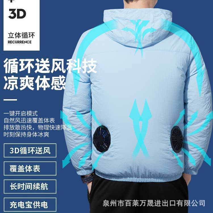 Estoque pronto Venda quente de verão Roupas de ar condicionado Smart USB Powered Ventilador de resfriamento Roupas de pe