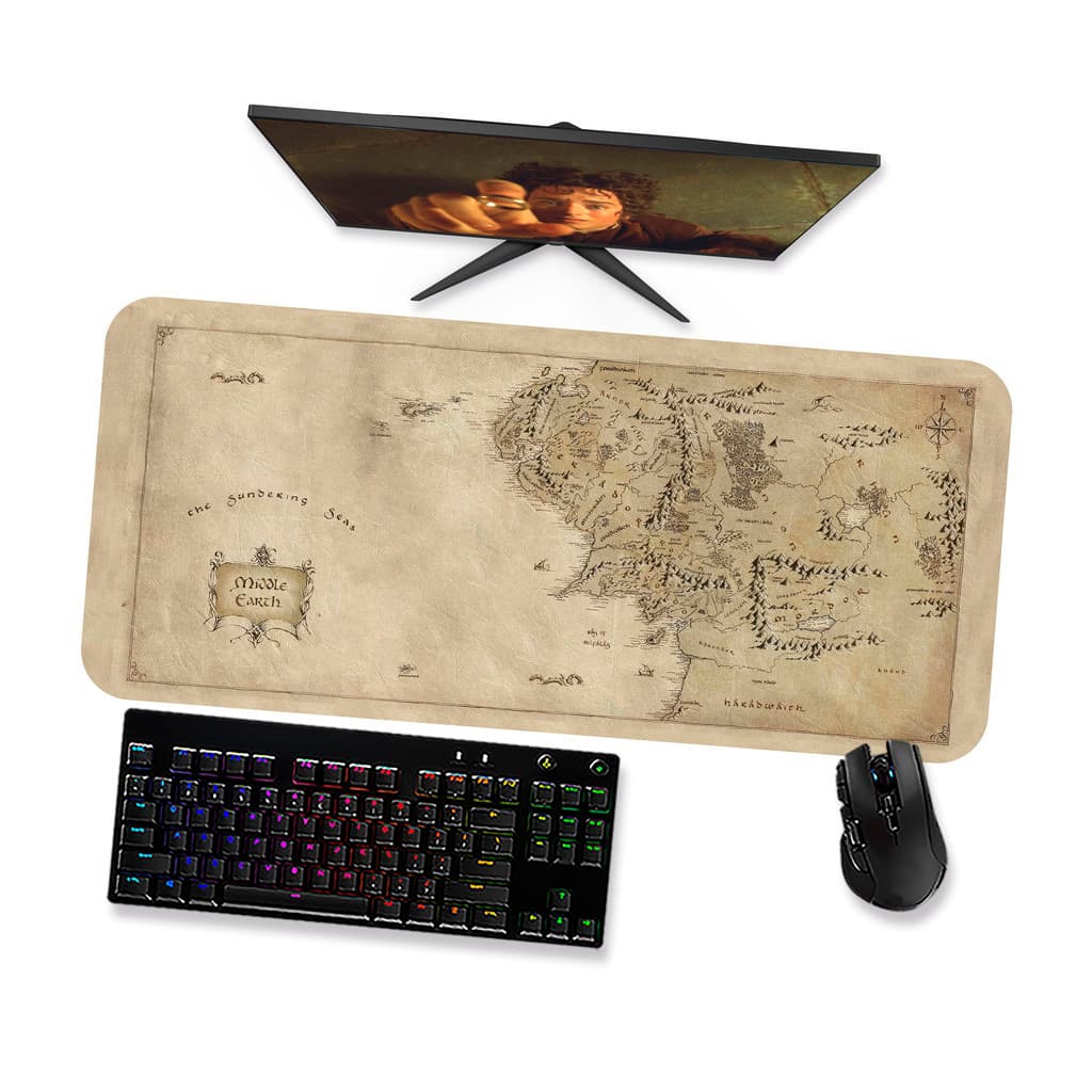 Mousepad Senhor dos Anéis Mapa Terra Média 1 Speed Costurado Mouse pad Gamer 90x40 70x30 80x40 60x40 45x40