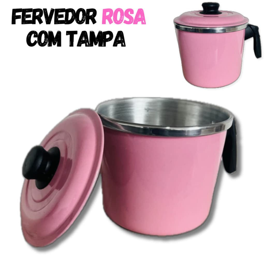 Leiteira Fervedor Canecão Em Aluminio Na Cor ROSA Com Tampa N12-14-16