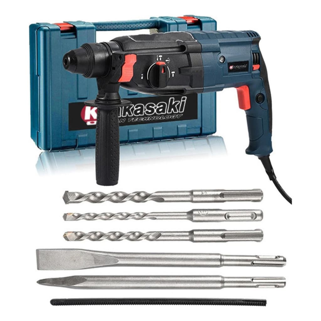 Martelete Rotativo De Impacto Potente 1200w 12 Peças Furadeira Profissional