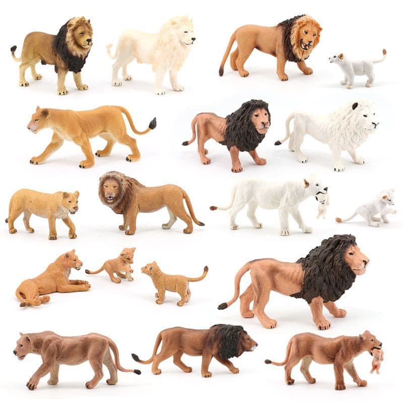 Simulação de Brinquedos Cognitivos Infantis Modelo Animal Selvagem Modelo Animal Selvagem Plástico Sólido Leão Masculino Leão Masculino Leão Pequeno Leão Figura Ornamentos