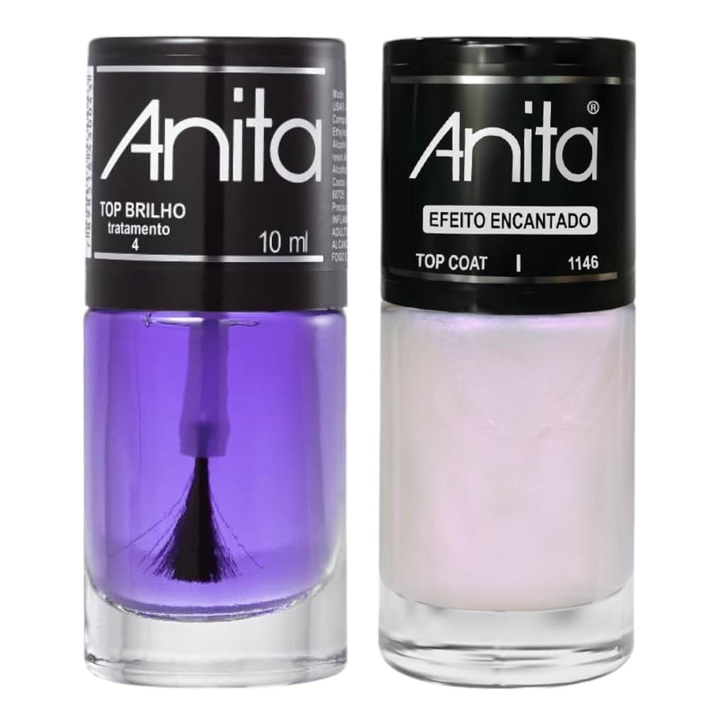 Kit Top Coat Efeito Encantado + Top Brilho 10ml Anita