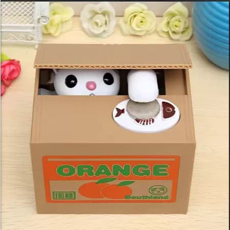 Cofre de Gatinho Pega Moedas - Cofrinho Gato Ladrão