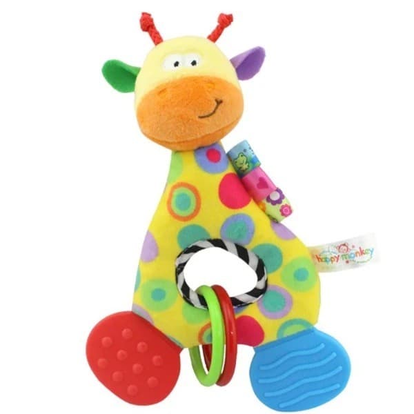 Chocalhos para bebê recém-nascido girafa animal para crianças Brinquedos de pelúcia sensorial Boneco