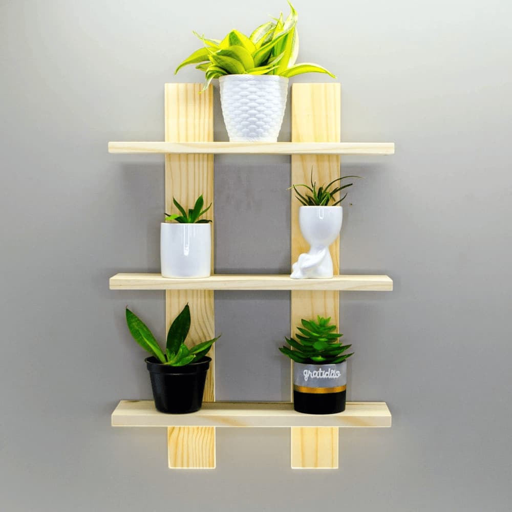Suporte Prateleira Pinus Decorativa Plantas Madeira