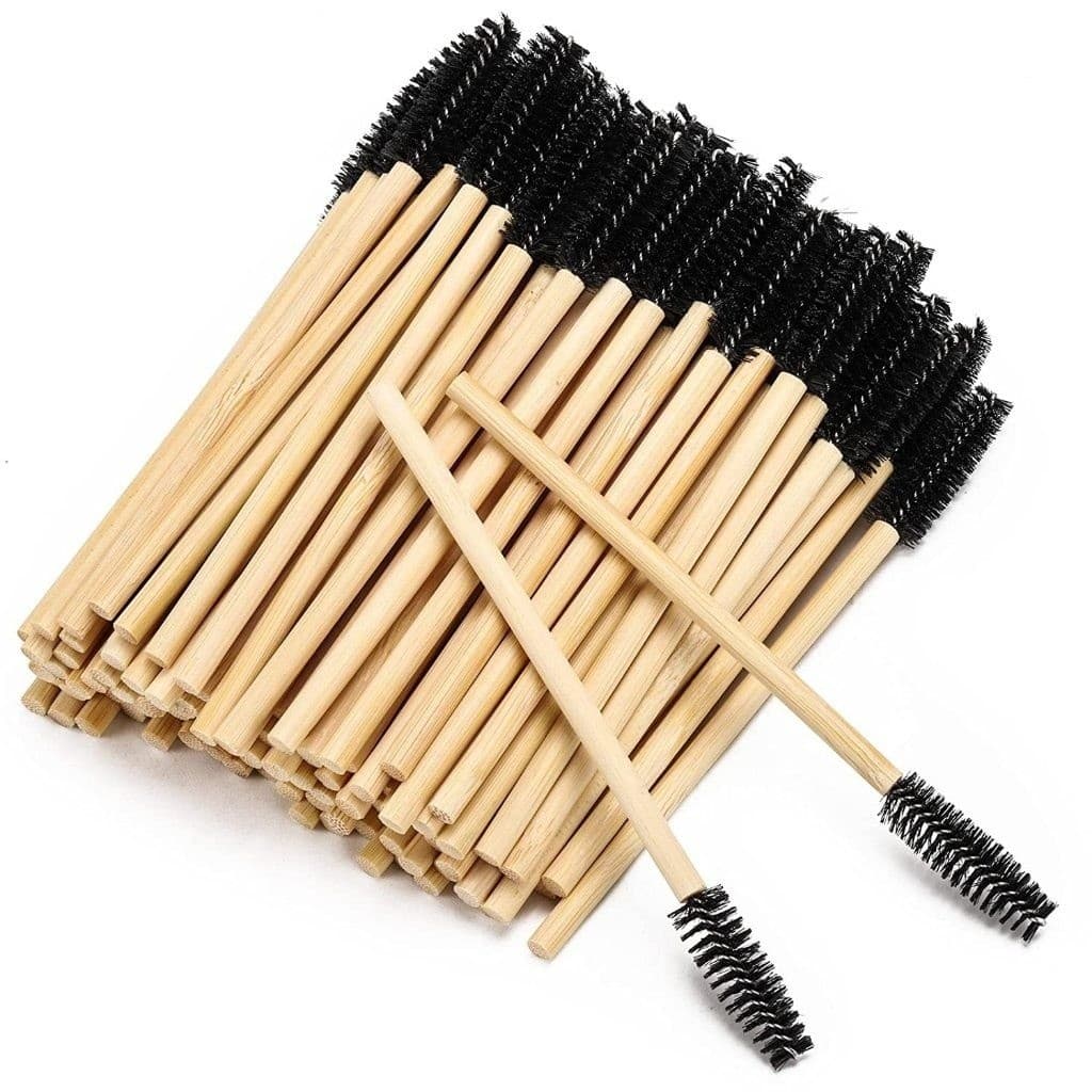 50pcs Escova De Cílios Varinhas De Máscara De Bambu Para Sobrancelhas E Eyeliner Aplicador De Lábios Extensão