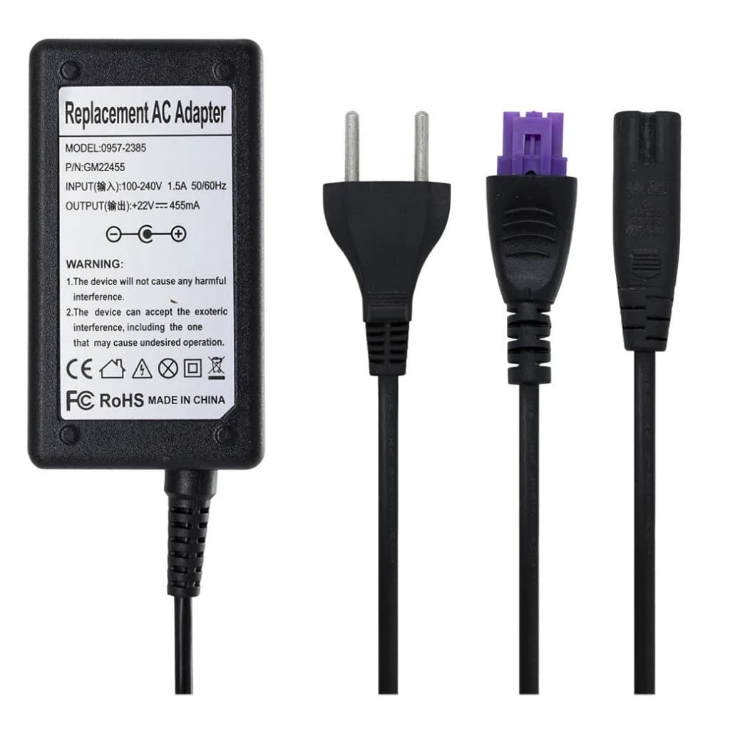 Fonte Para Impressora Hp Deskjet 22v 455ma Plug Roxo