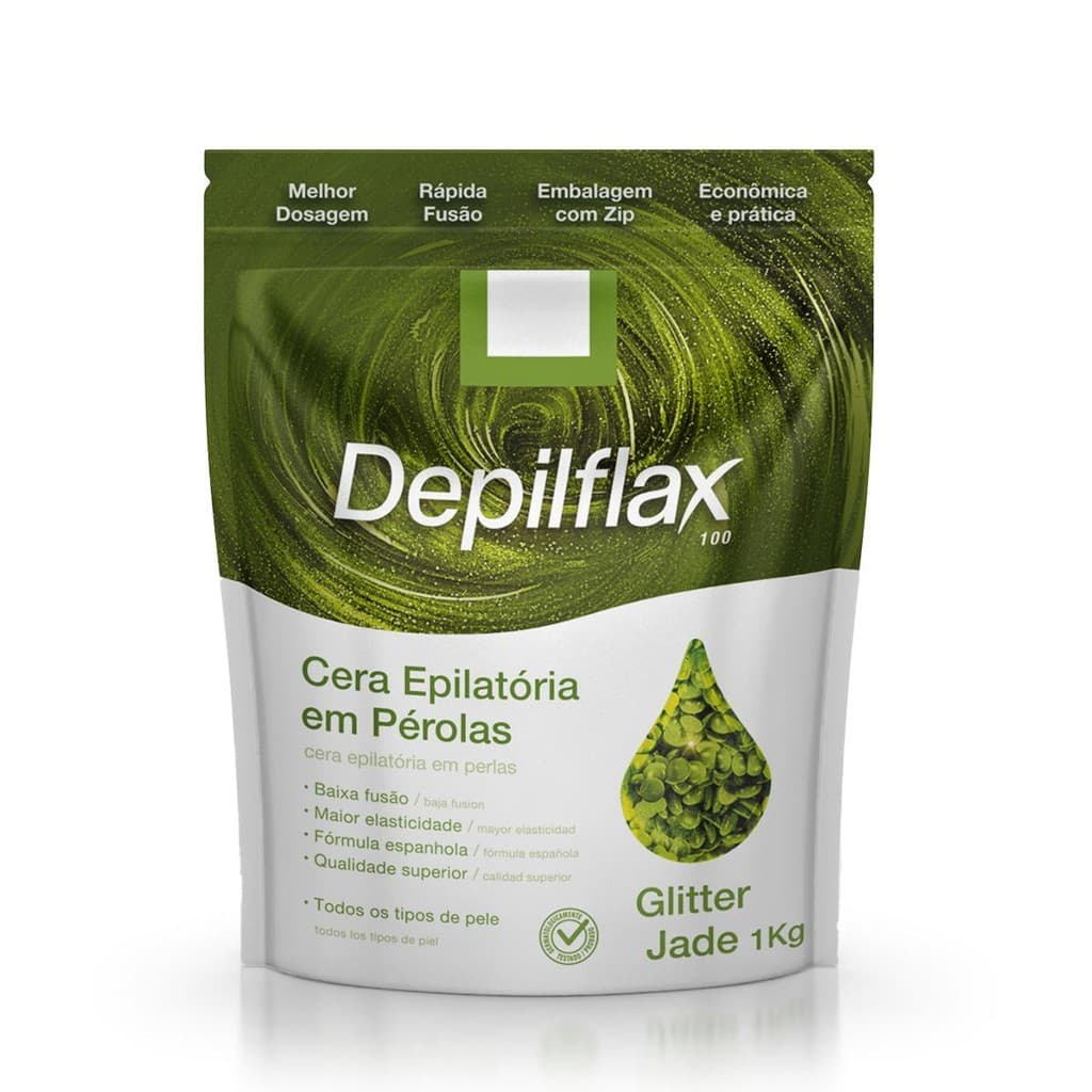 Cera Depilatória em Pérolas Glitter Jade Depilflax 1Kg