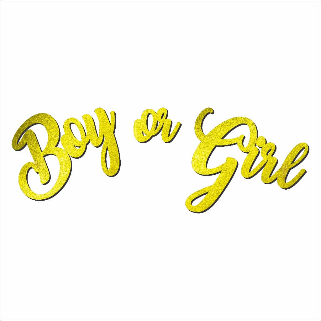Aplique Mdf Boy or Girl 70x26cm Dourado Letreiro Painel Decorativo Festa Aniversario Decoração Happy Birthday Oh Baby