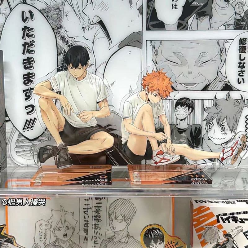 2 Pçs/Set 10 Cm Anime Haikyuu Acrílico mini Stand Figura Plate Hinata Shoyo Tobio Kageyama Cosplay Prop Decoração Desenh