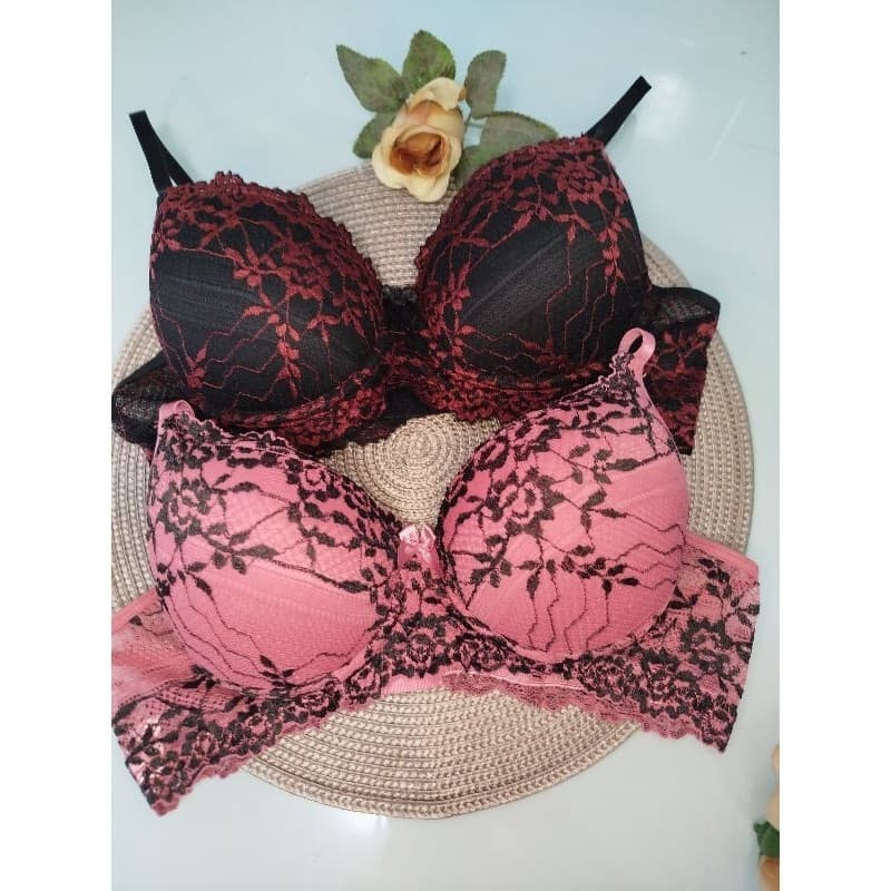 Kit de 2 sutiã de bojo rendado conforto e sustentação bicolor