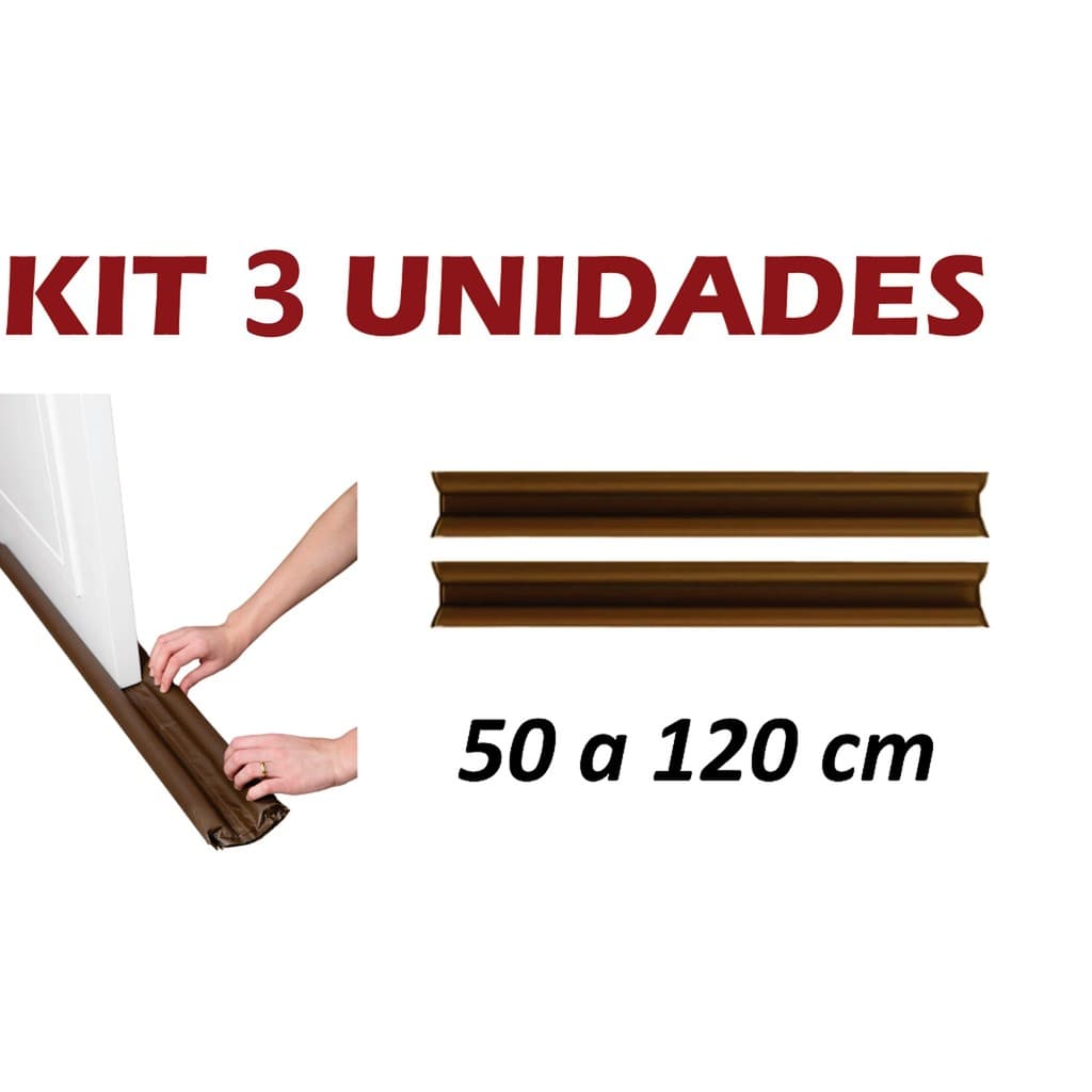 Kit 3 Protetor de Porta Veda Porta Impermeavel contra Insetos e Poeiras Ajustavel de 70 A 120 cm