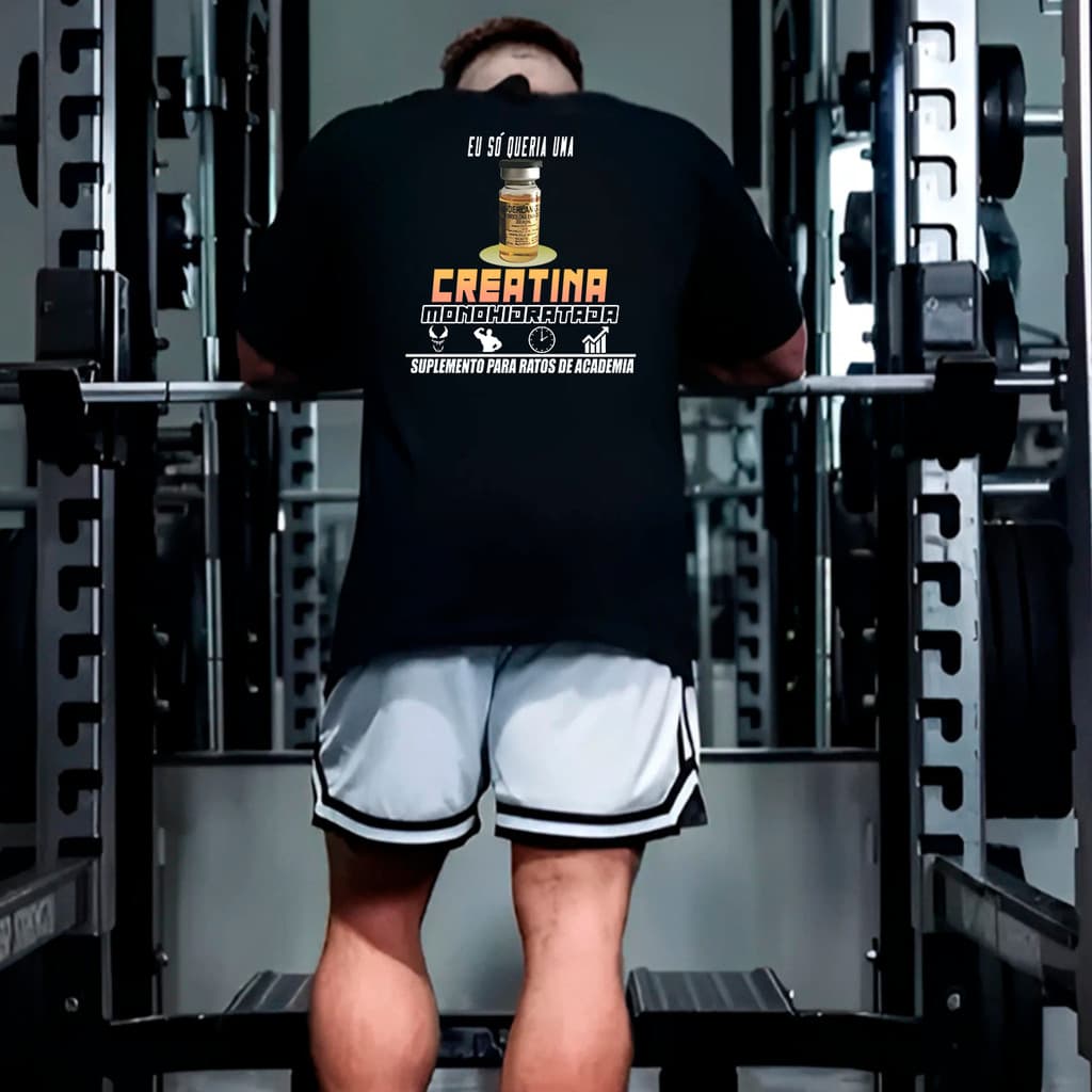 Camiseta Camisa Oversized para Academia Meme Suplemento para Treino Streetwear Algodão