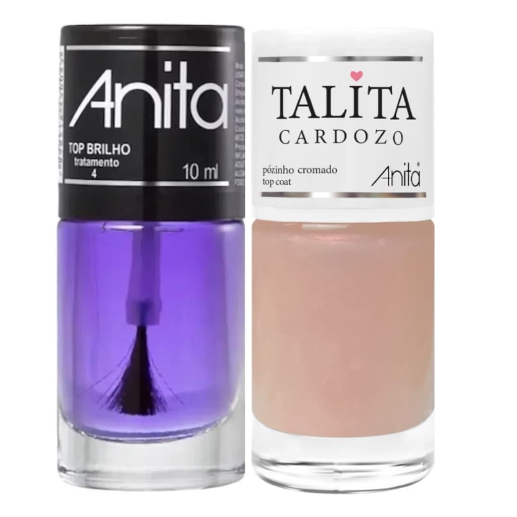 Top Coat Pózinho Cromado Coleção Talita Cardozo + Top Brilho 10ml Anita
