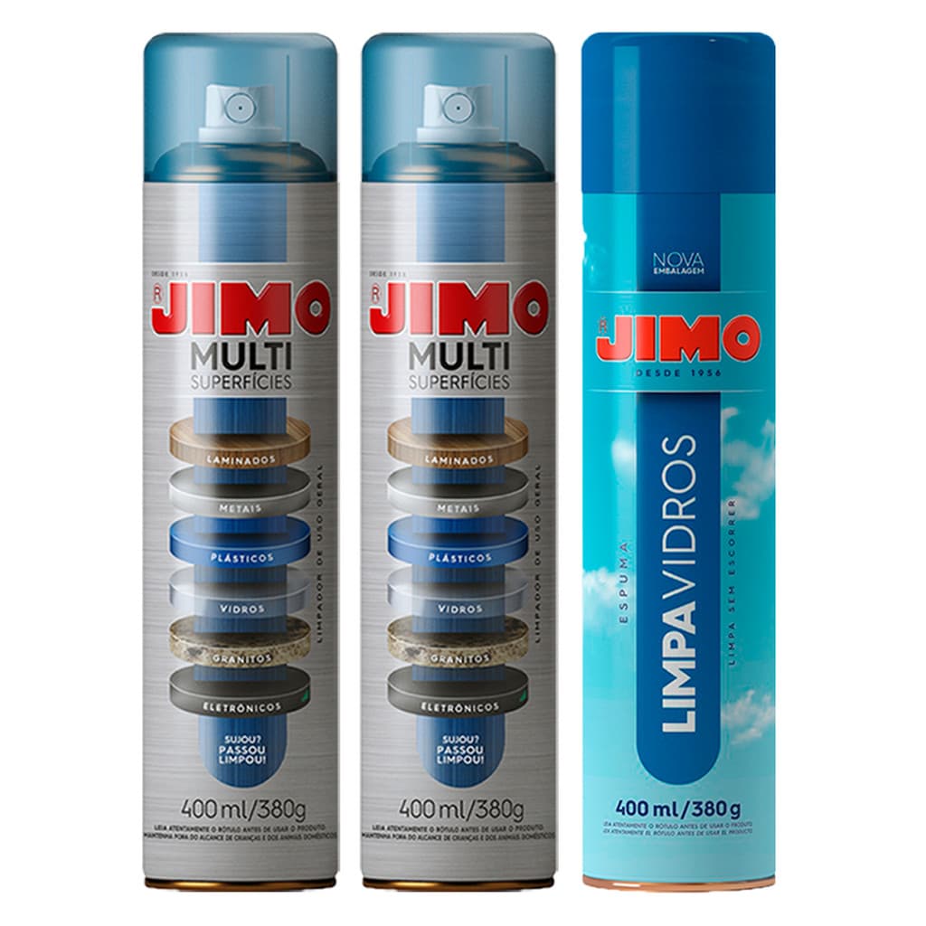 Kit Jimo 2 Limpa Multi Superfícies 1 Limpa Vidros Limpa Box