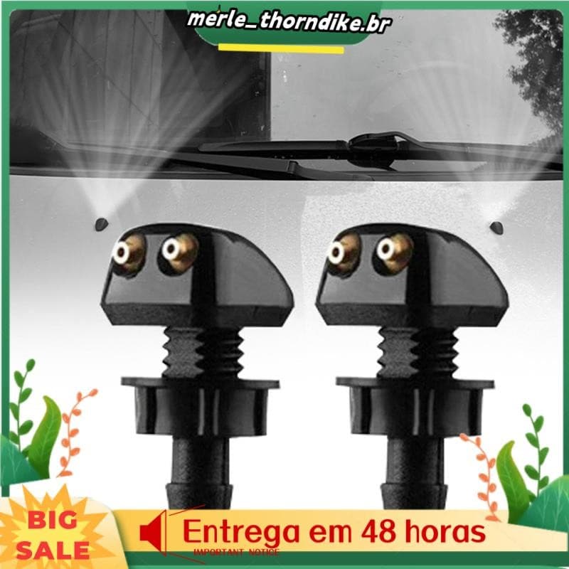 2 Pçs Pára-Brisa Dianteiro Do Carro Universal Lavadora Limpador De Água Spray Bico Preto ABS Com Fivela De Instalação