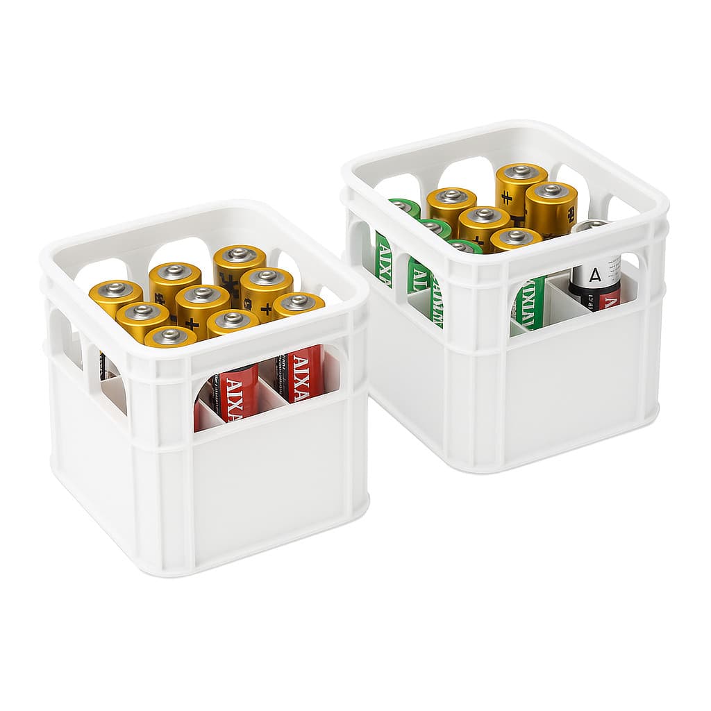 Kit de Organizador de Pilhas AA e AAA Aduze em formato de Engradado Branco