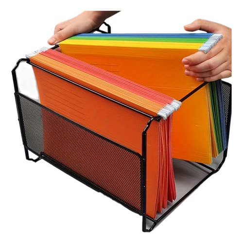 Suporte Aramado Arquivo Pastas Suspensas Com 25 Pastas Coloridas