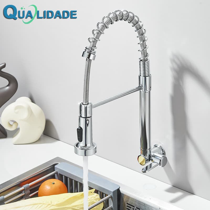 Torneira Cozinha Parede Gourmet 1/4 Volta Prata Pia Inox Preta E Dourada Bancada Casa Nova