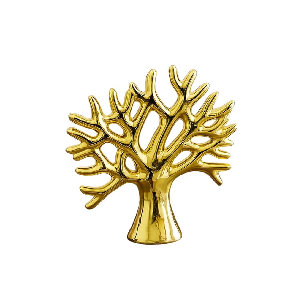 Enfeite Decorativo Arvore da Vida 15x16 Cerâmica Dourada Para ambientes