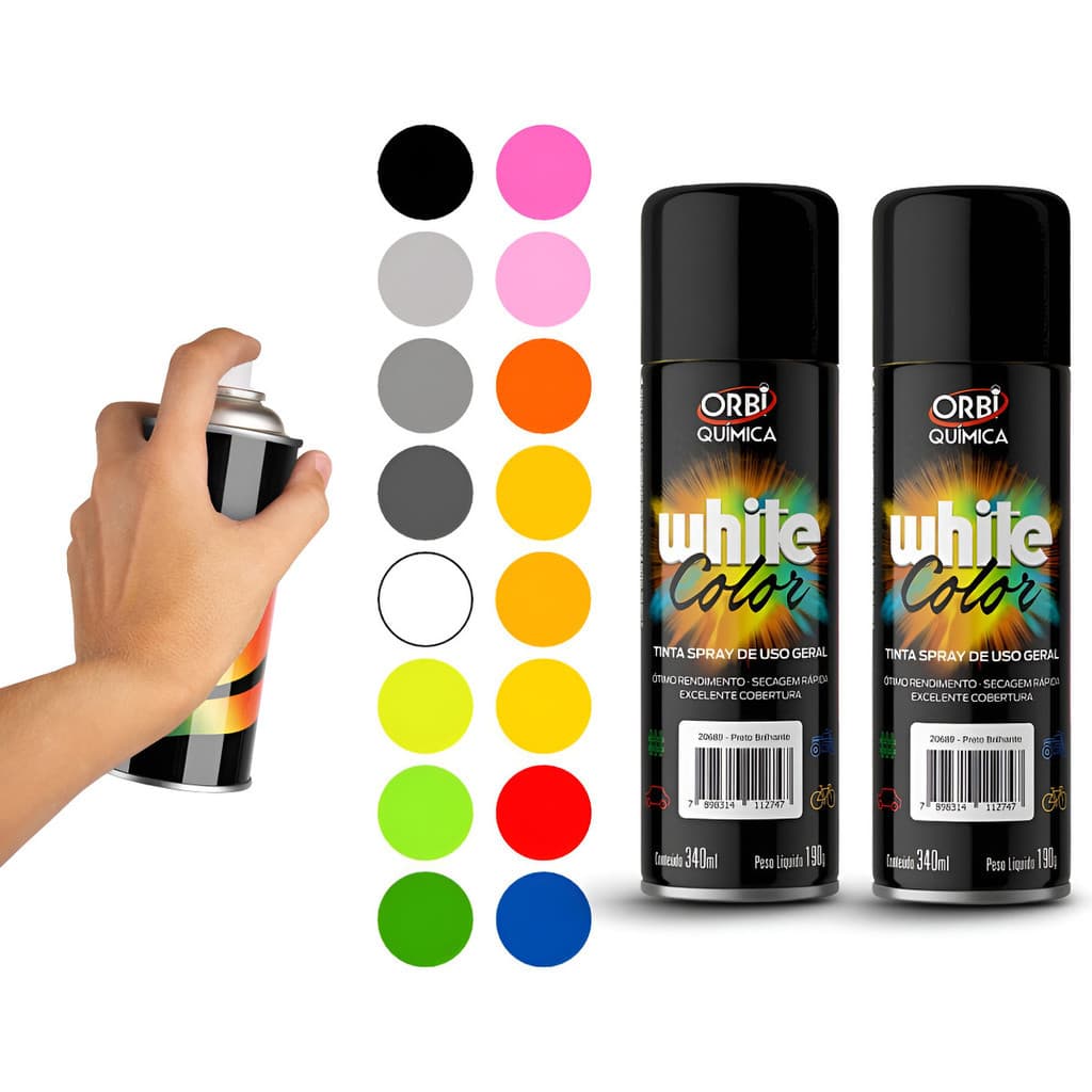 Kit 2 Un Tinta Uso Geral Spray P/pintar Roda Mdf Metal 340ml Premium