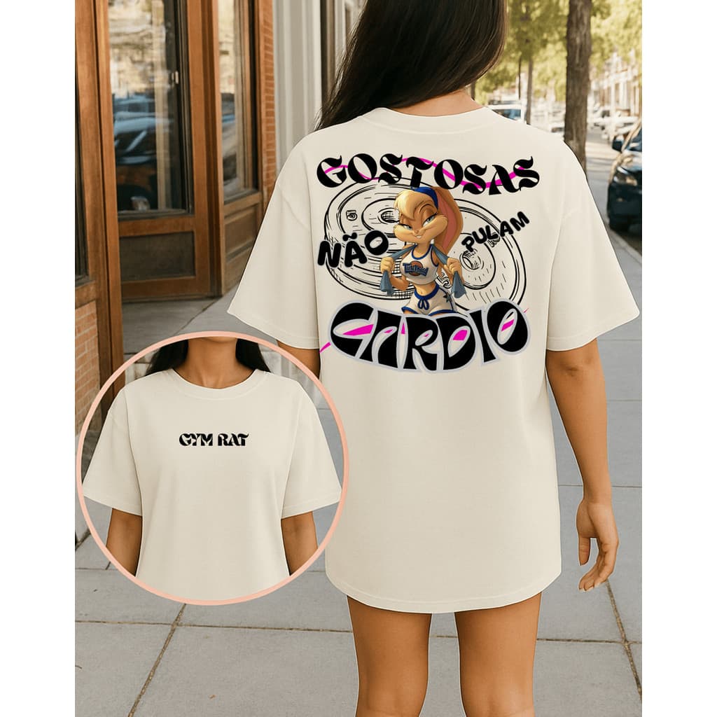 Camiseta Tshirt Oversized Algodão Academia Fitness Gym Treino Musculação Feminina Gostosas Cardio