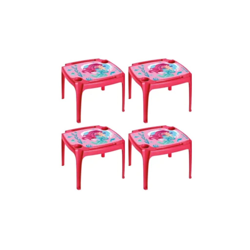 Kit 4 Mesas Atividades Infantil Personagem Cor Rosa Arqplast