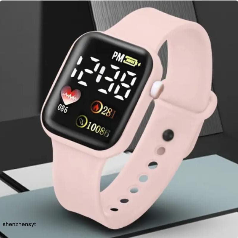 A Moda Simples Feminina Adora Relógio Eletrônico Esportivo digital LED De silicone
