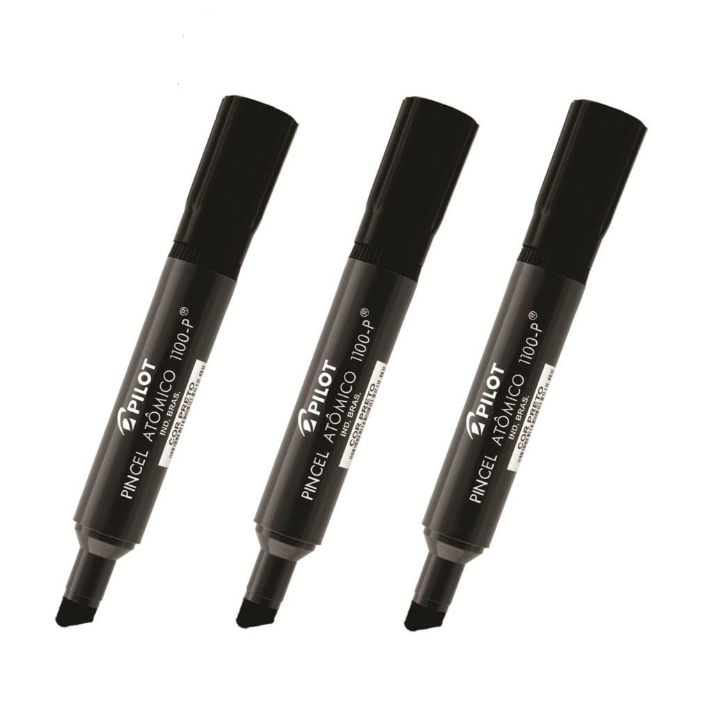 Kit Marcador Pincel Atômico 1100-p Preto 3 Unids Pilot