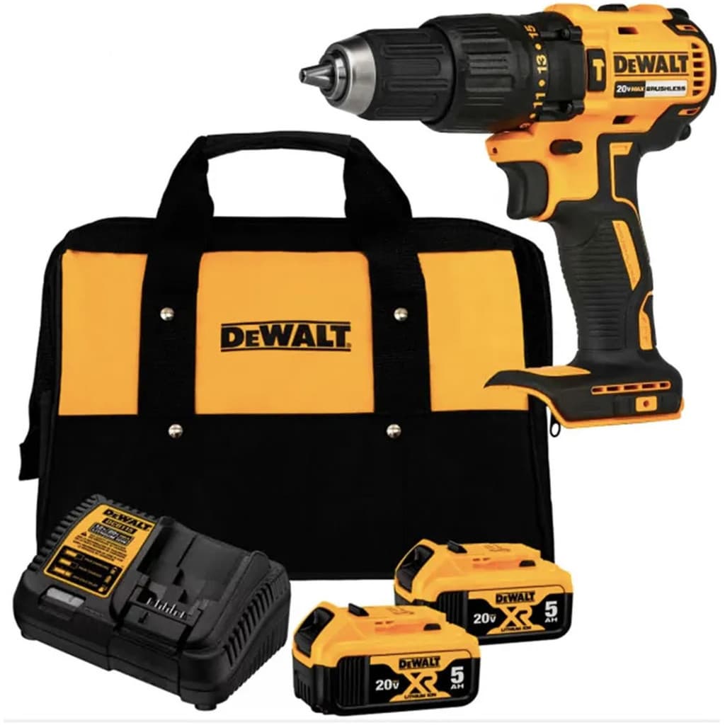 Parafusadeira / Furadeira Impacto 1/2" Bateria 20v Dewalt Dcd7781b + Kit Bateria 5a Dcb205c2k-Br