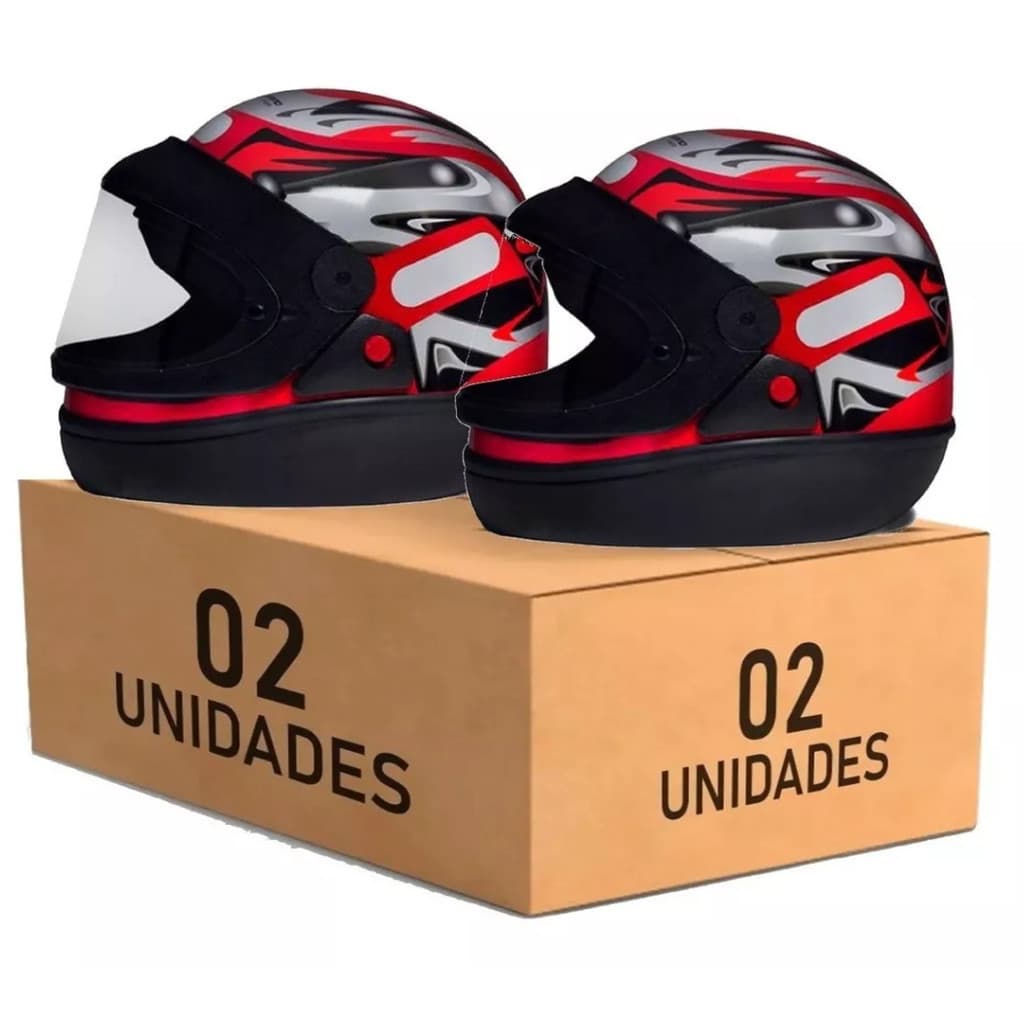 Capacetes Moto San Marino Vermelho  Automático Kit 2 Unidades