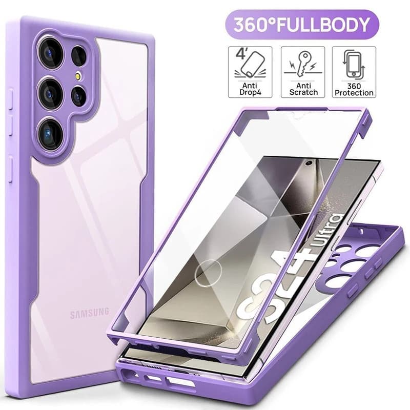 Para Samsung Galaxy S24 S23 Ultra S22 S21 Plus S21 FE 360 ° Capa Completa Transparente