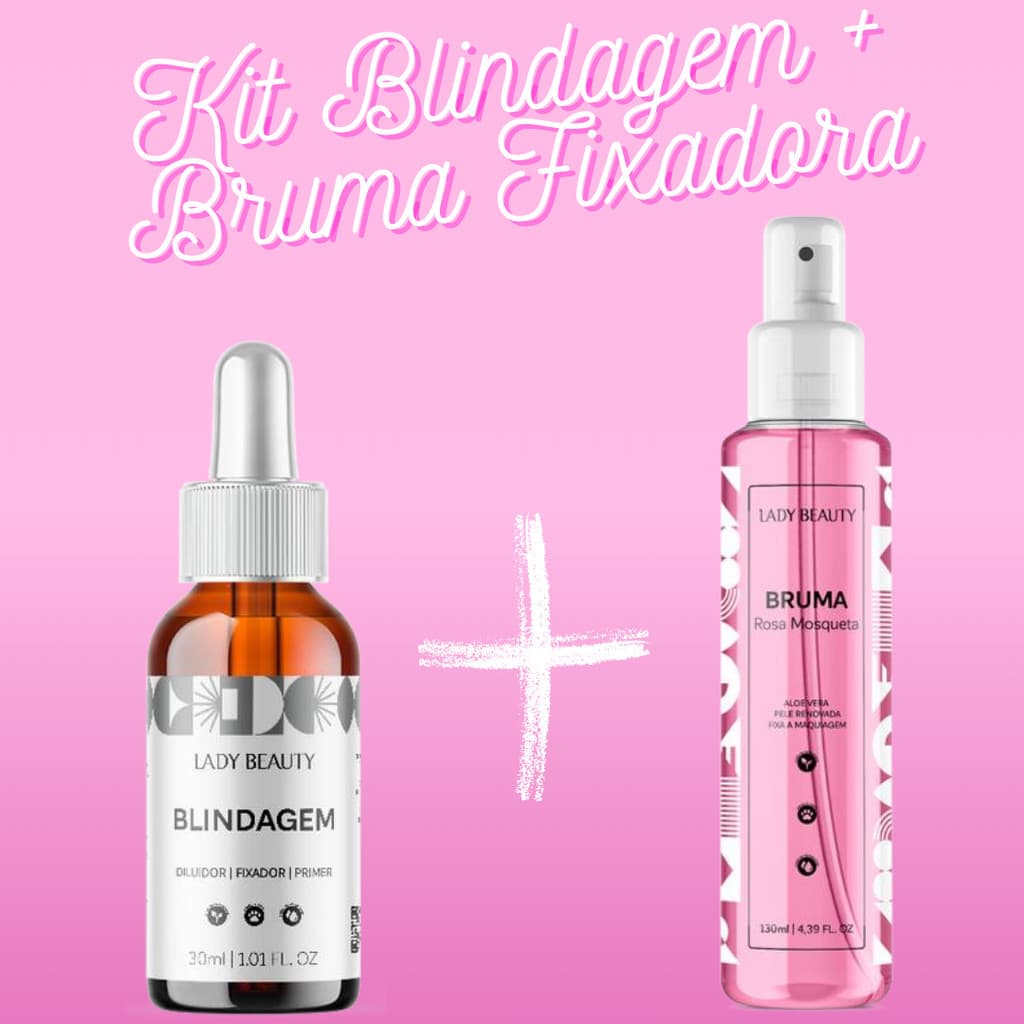 Kit Blindagem Poderosa 30ML de Maquiagem + Bruma Fixadora Spray Refrescante Rosa Mosqueta