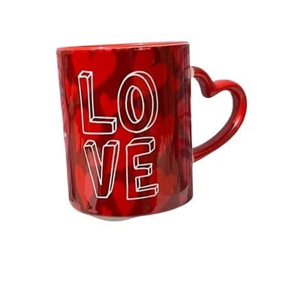 Caneca de porcelana com alça em coração personalizada