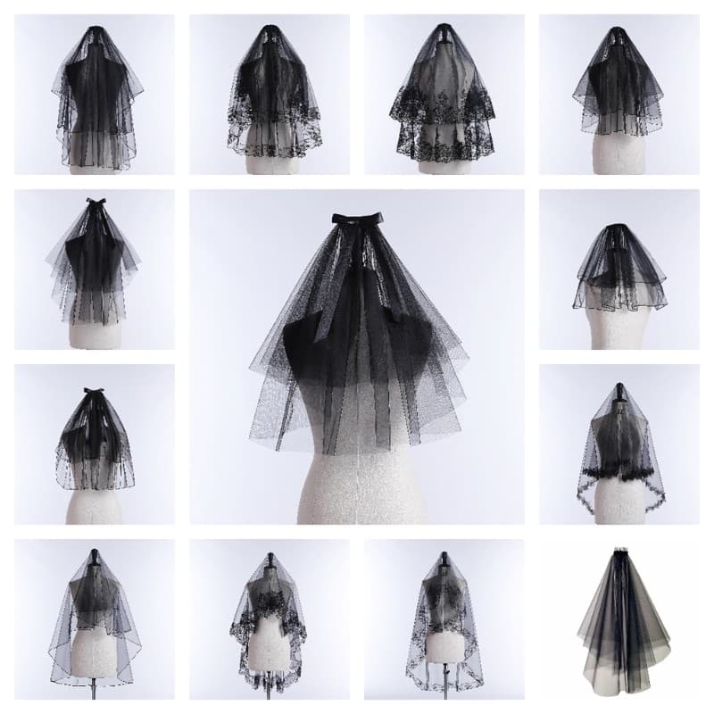 Fantasia QUICKR Véu Preto Para Halloween Cosplay Cabelo Acessório Desgaste Festa